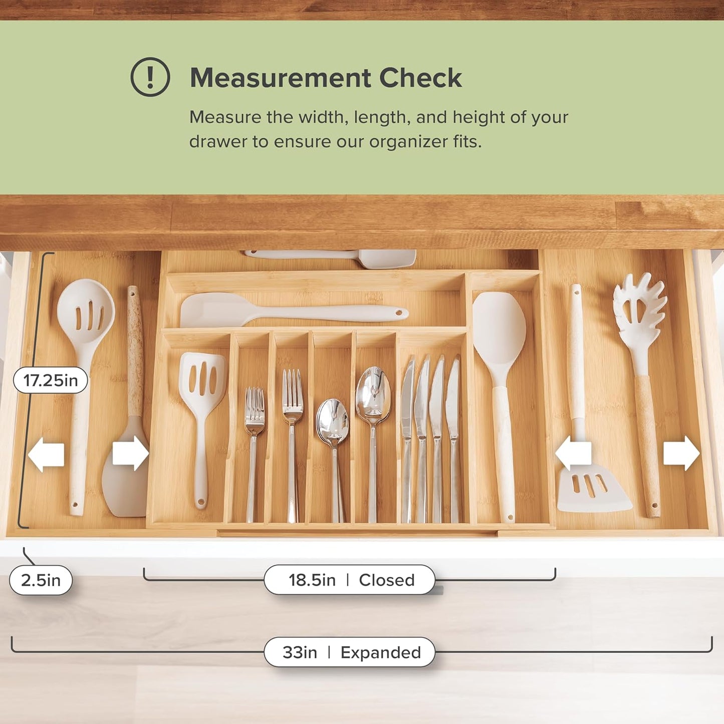 Premium Silverware, Flatware and Utensil Organizer for Kitchen Drawers, Food-Safe Contract Grade