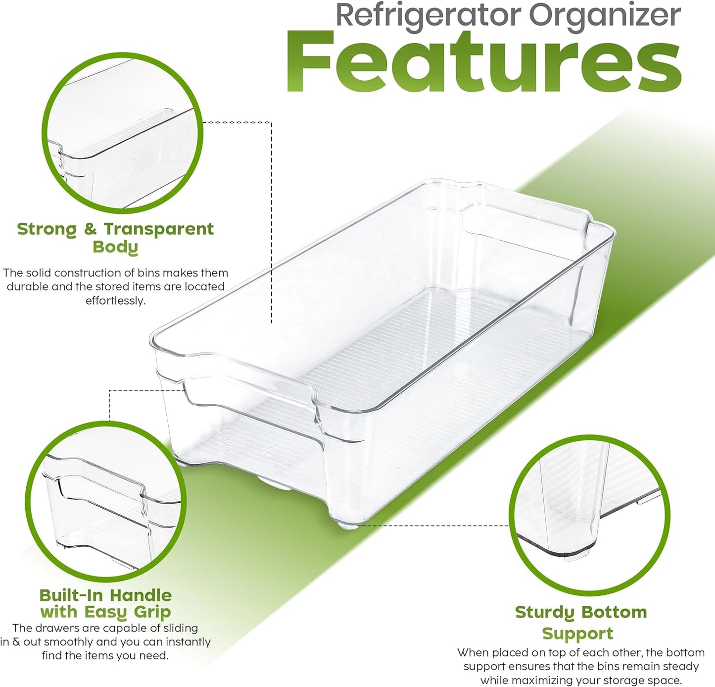 Fridge & Refrigerator Organizer Bins (8 Pack)