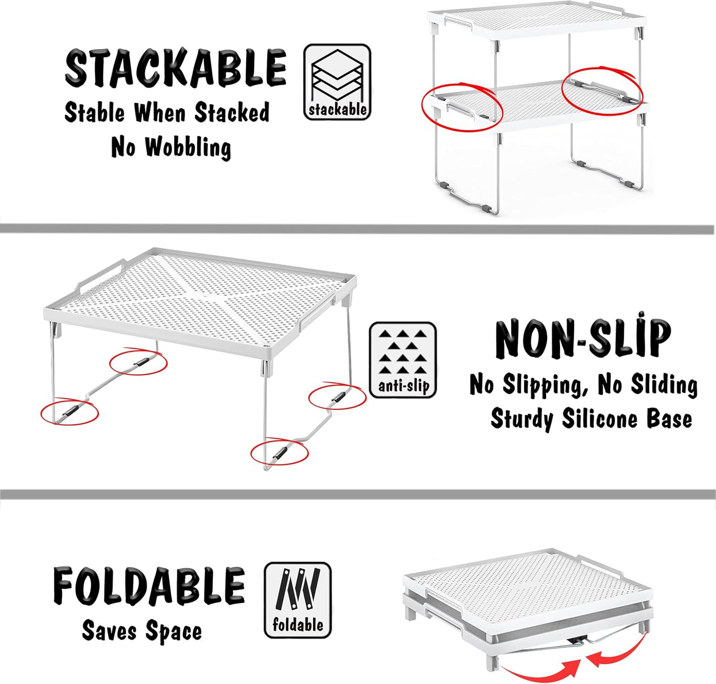 Kitchen Shelves Cabinet Organizer, Stackable Freezer Rack, Cupboard Box Organizer, Shelf Riser