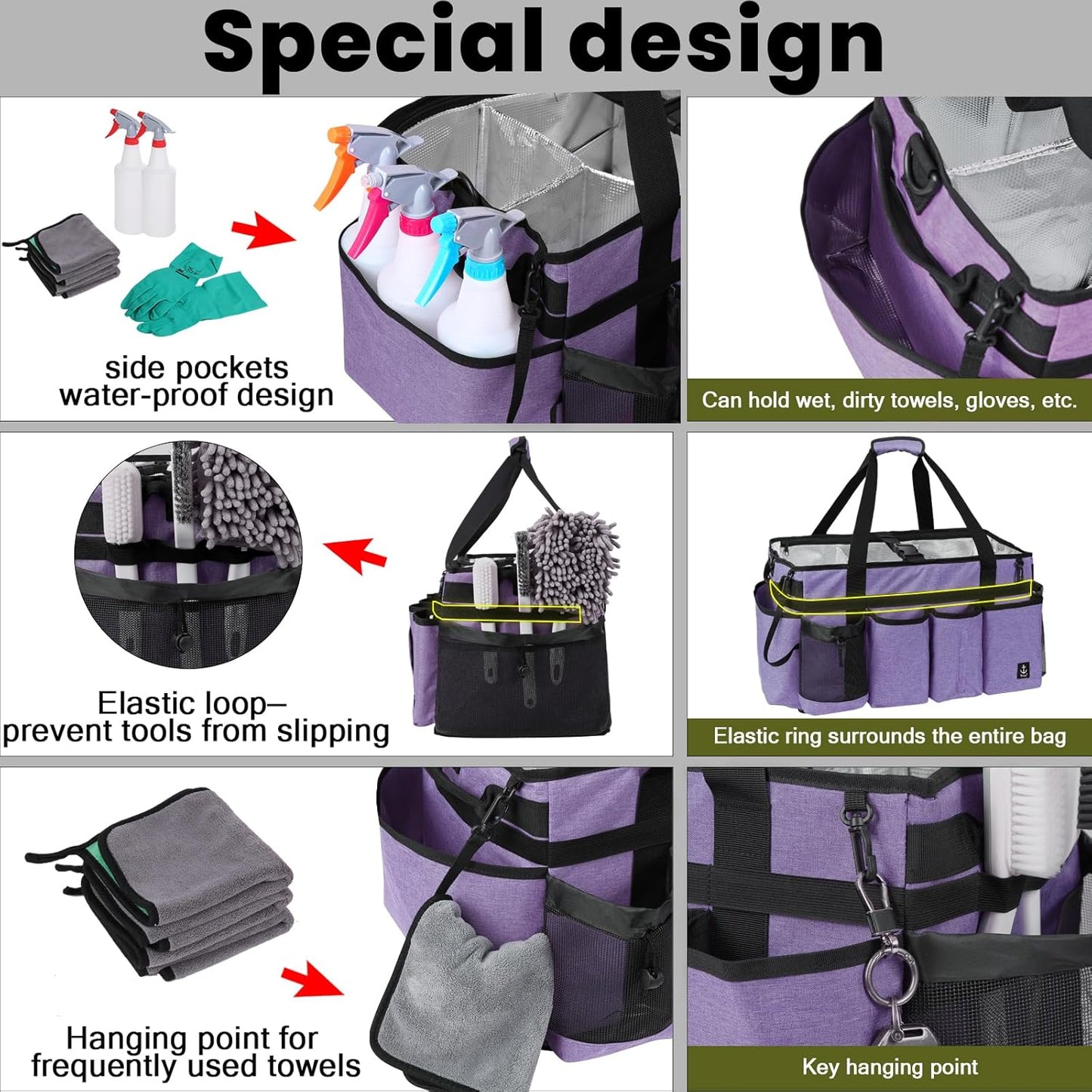 Extra large Cleaning Caddy Bag Built-in Sturdy Support Board