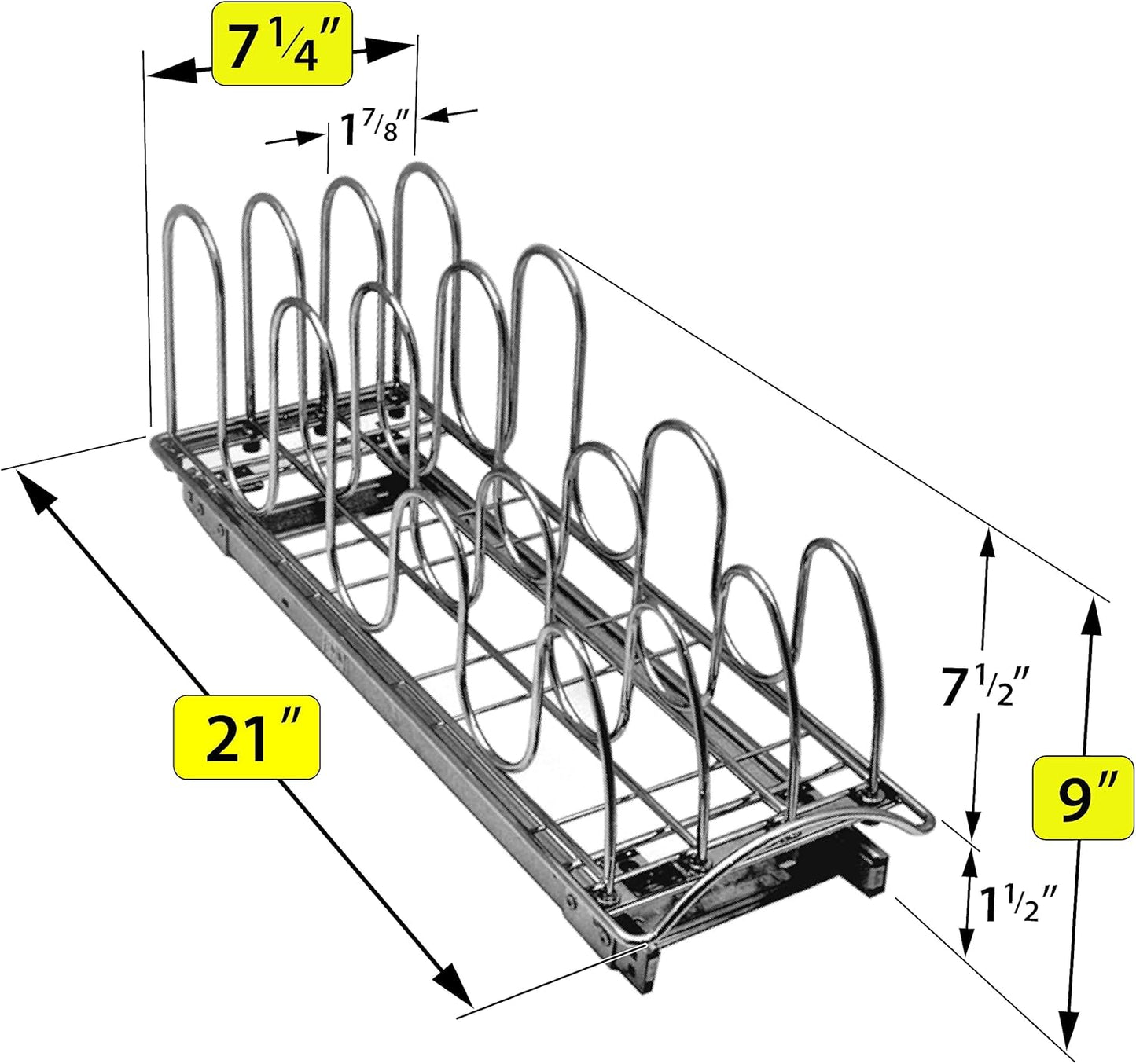 LYNK PROFESSIONAL® Pull Out Pot and Pan Lid Organizer Under Cabinet