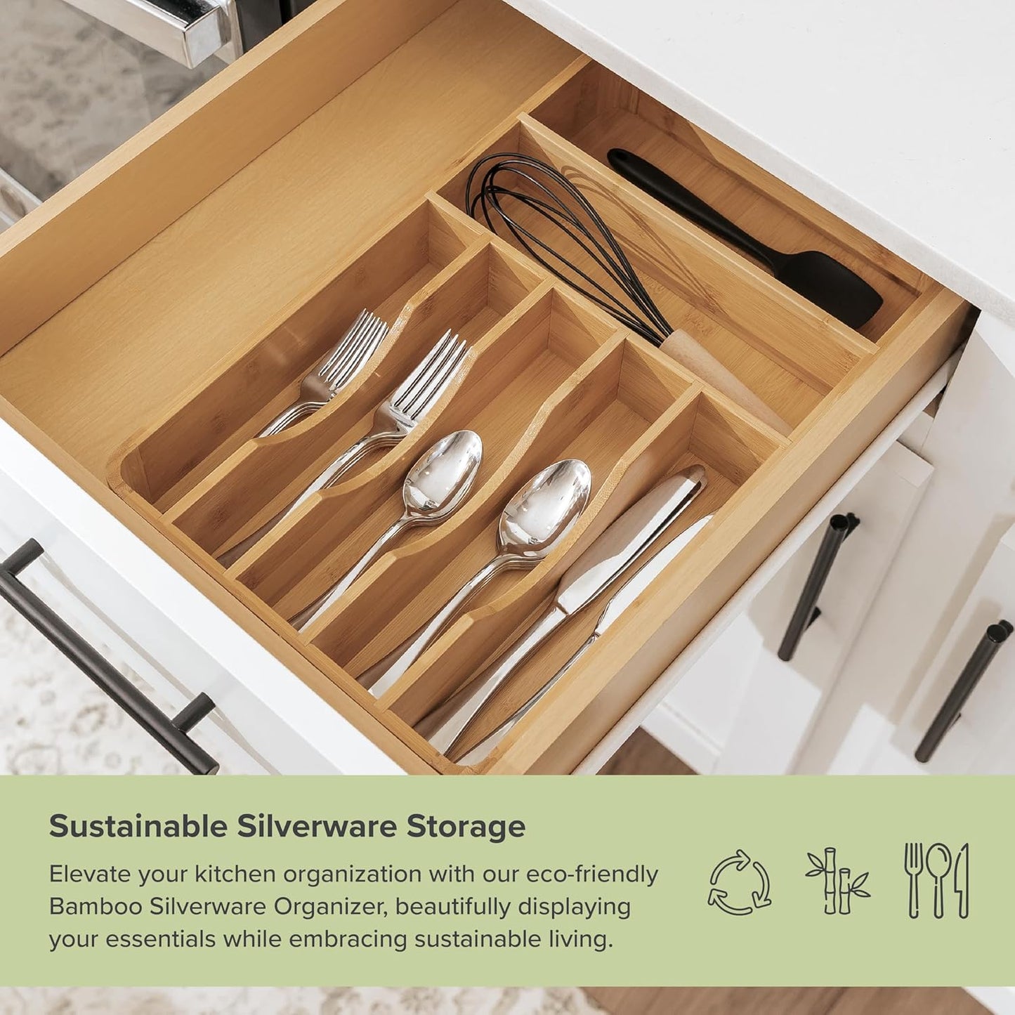 Silverware Organizer - Cutlery, Flatware, and Utensil Holder for Kitchen Drawers