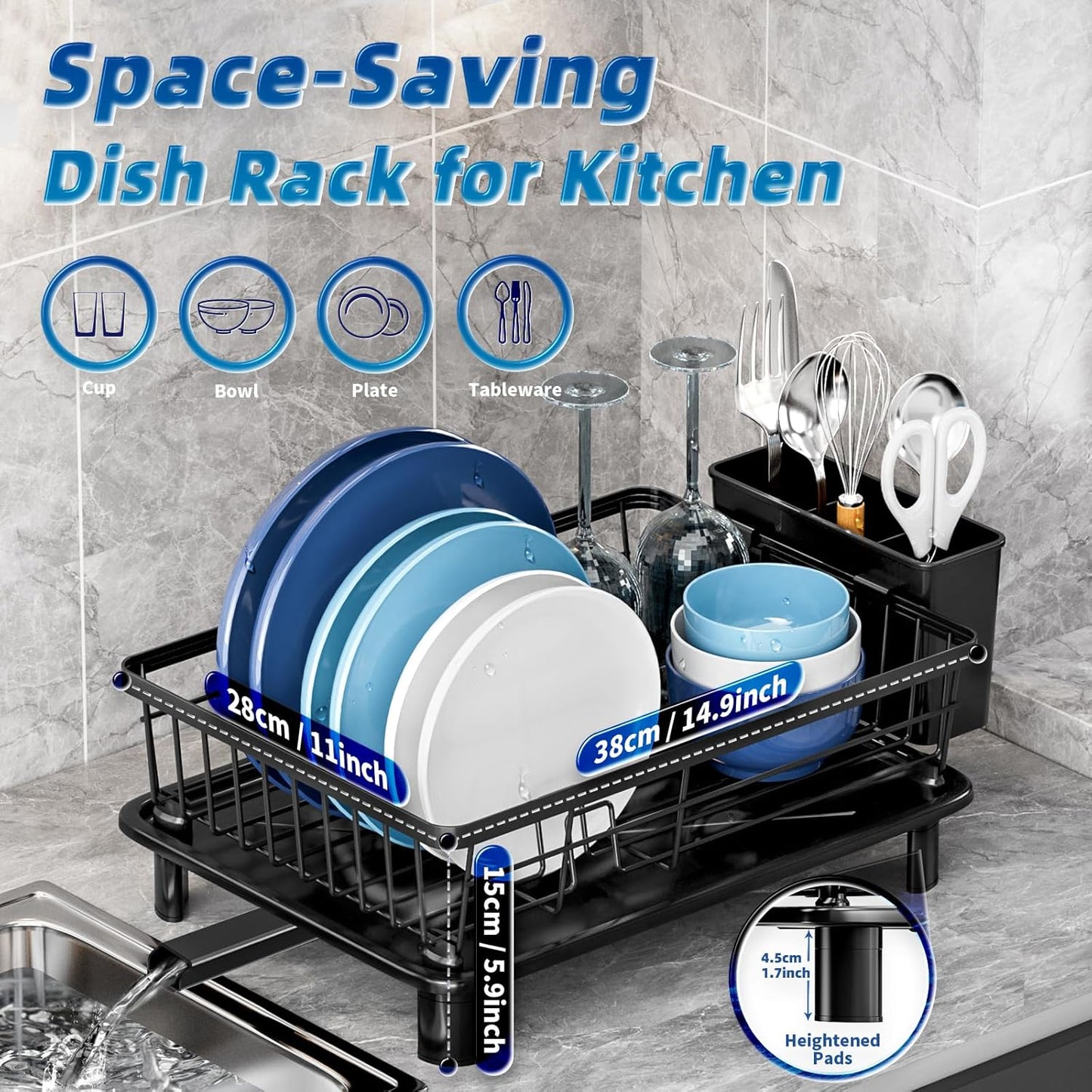 Dish Drying Rack, Stainless Steel-Dish Rack, Dish Racks for Kitchen Counter