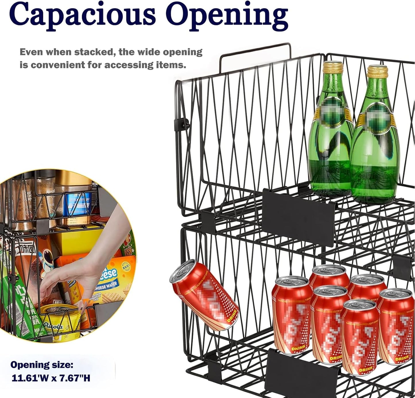 4 PACKS XXL Kitchen Organization and Storage Pantry Baskets