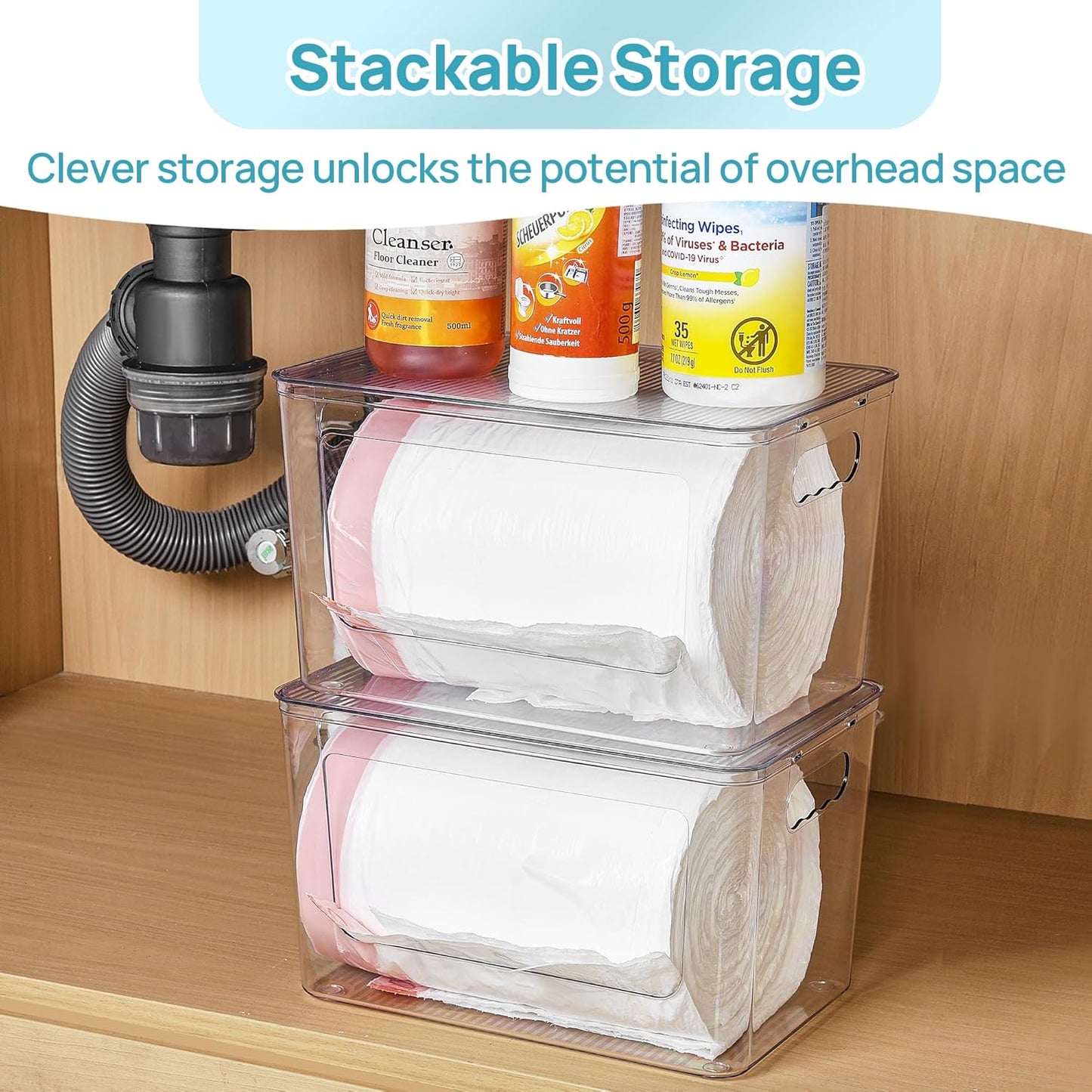 2 Pack Trash Bag Holder, Stackable Garbage Bag Dispenser for 13/30/33 Gallon Bags