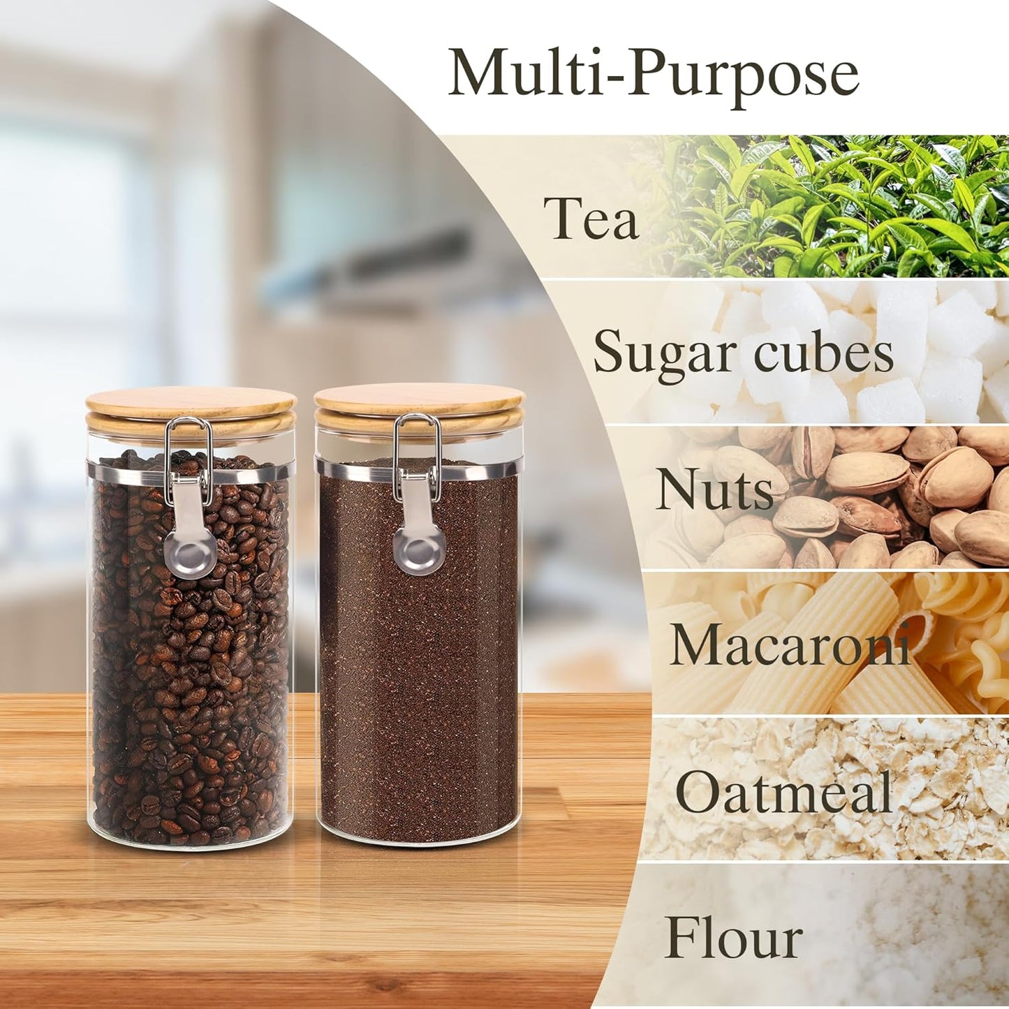 Glass Storage Jars Set Elegant Containers with Airtight Bamboo Lids
