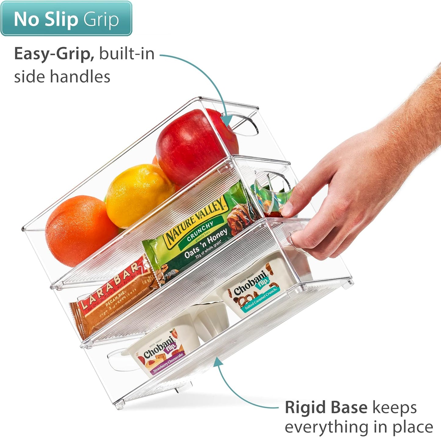 Stackable Refrigerator Organizer Bins - Clear Storage Bins for Kitchen Pantry