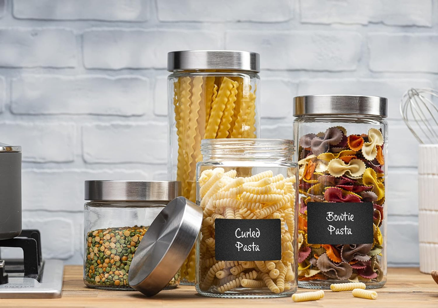 4pc Canister Sets for Kitchen Counter or Bathroom + Labels & Marker