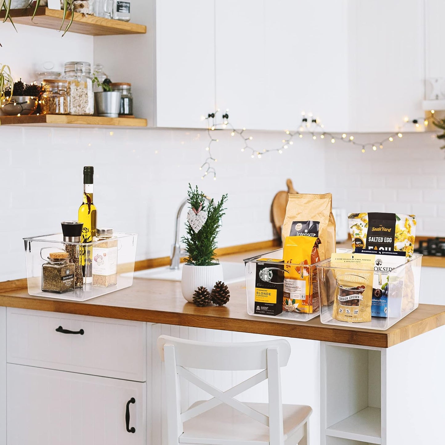 Large Clear Plastic Storage Bins for Shelves, Clothes, with Handle - Clear Storage Bins, Drawer