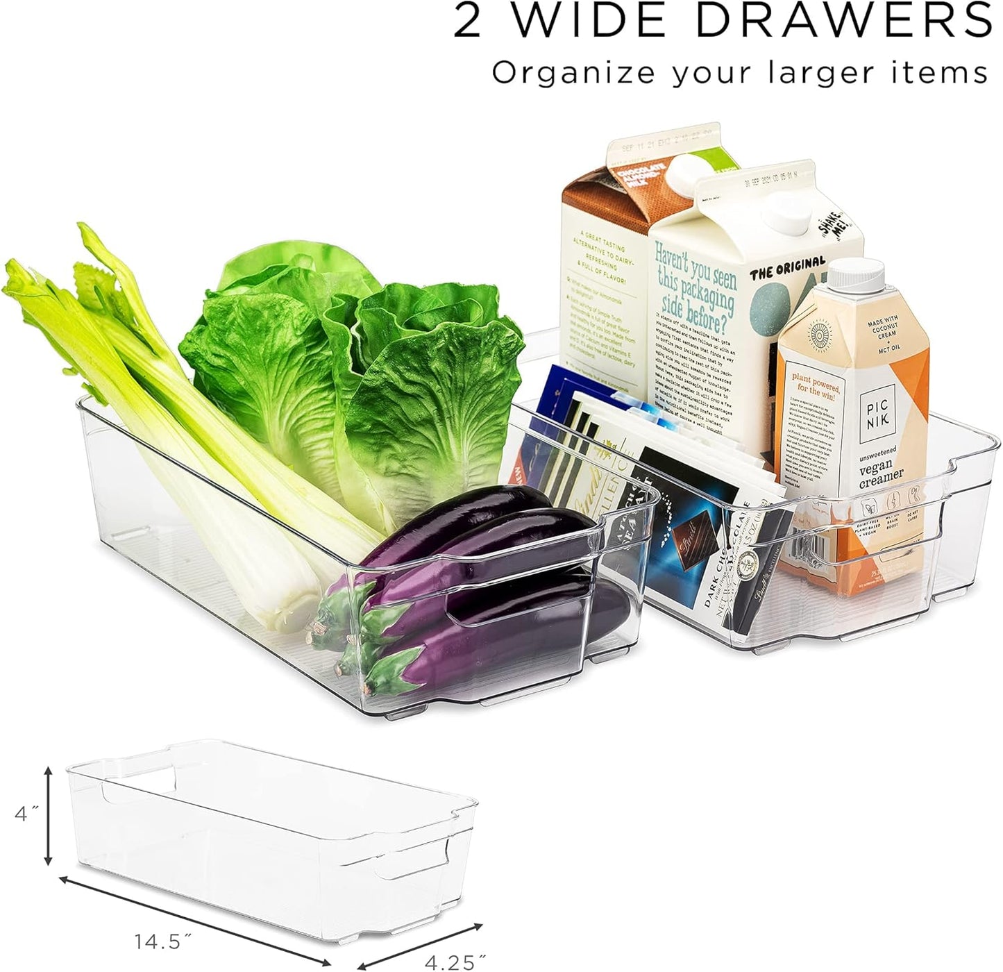 Fridge Bins and Freezer Bins Refrigerator Organizer Stackable Food Storage Containers BPA-Free Drawer Organizers for Refrigerator Freezer and Pantry
