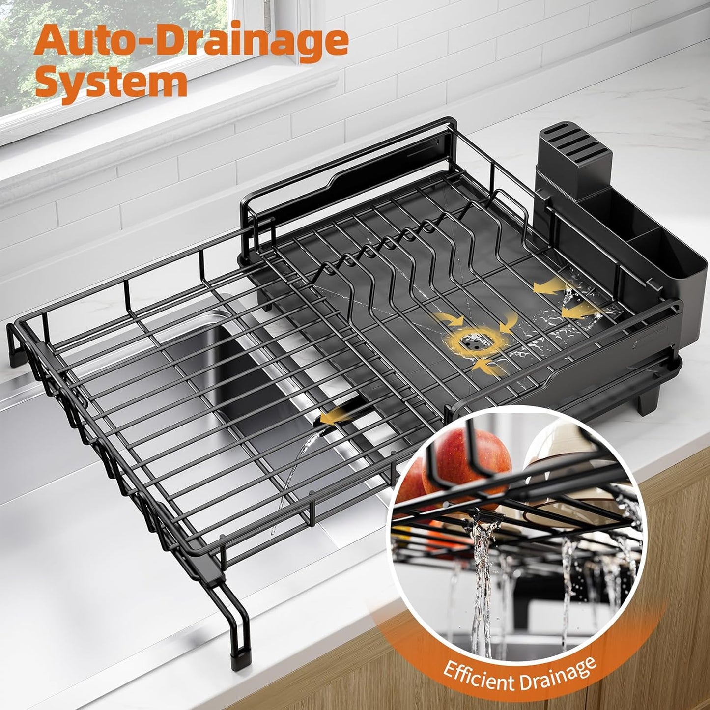 Dish Drying Rack - Extendable Dish Drainer, Large Dish Rack for Kitchen Counter