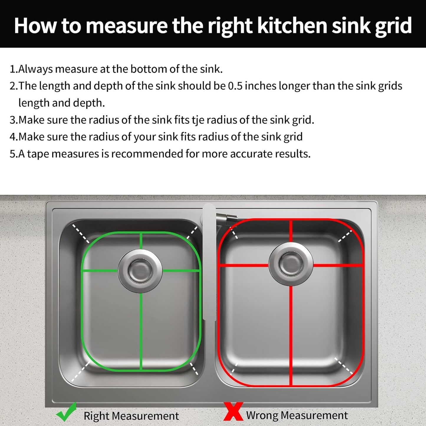 2Pack Sink Protectors for Kitchen Sink 13"x16"and 11.2"x14.5",Stainless Steel Sink Grid
