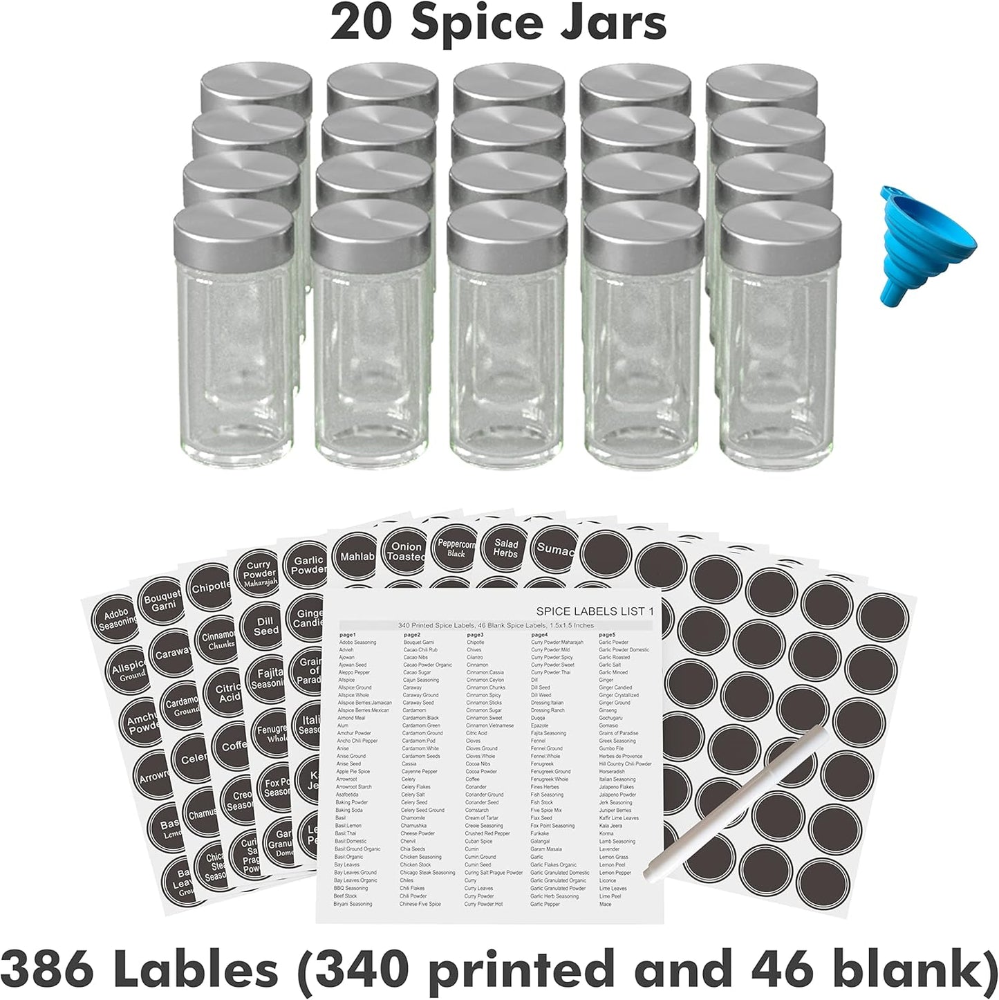 Revolving Spice Rack Set with 20 Spice Jars