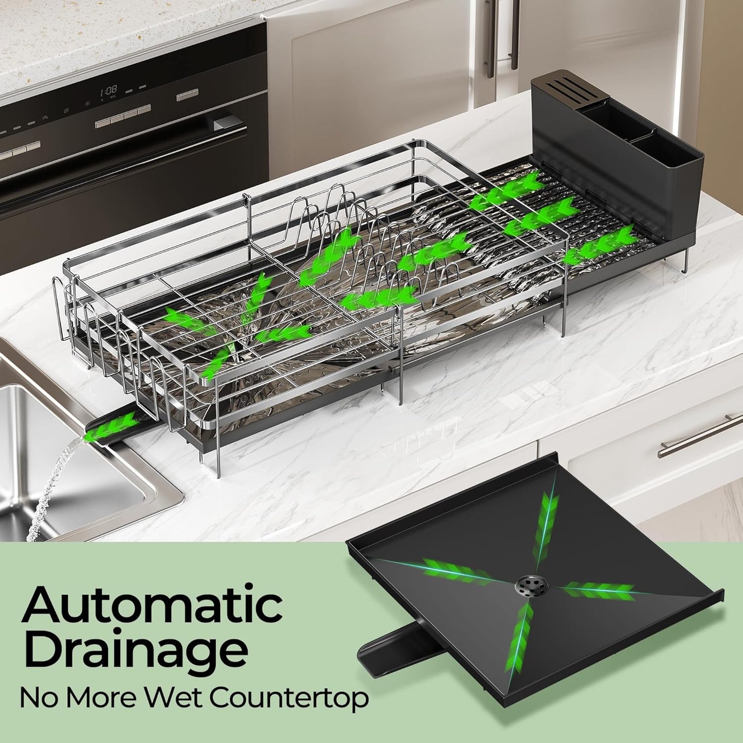 Large Dish Drying Rack, Expandable Dish Rack