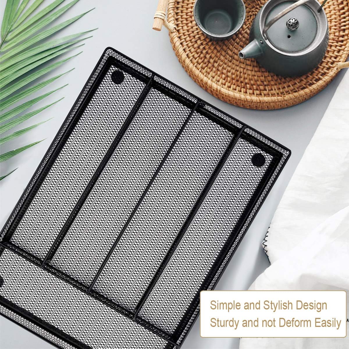 Utensil Drawer Organizer, Mesh Wire Silverware Organizer Divider for Kitchen