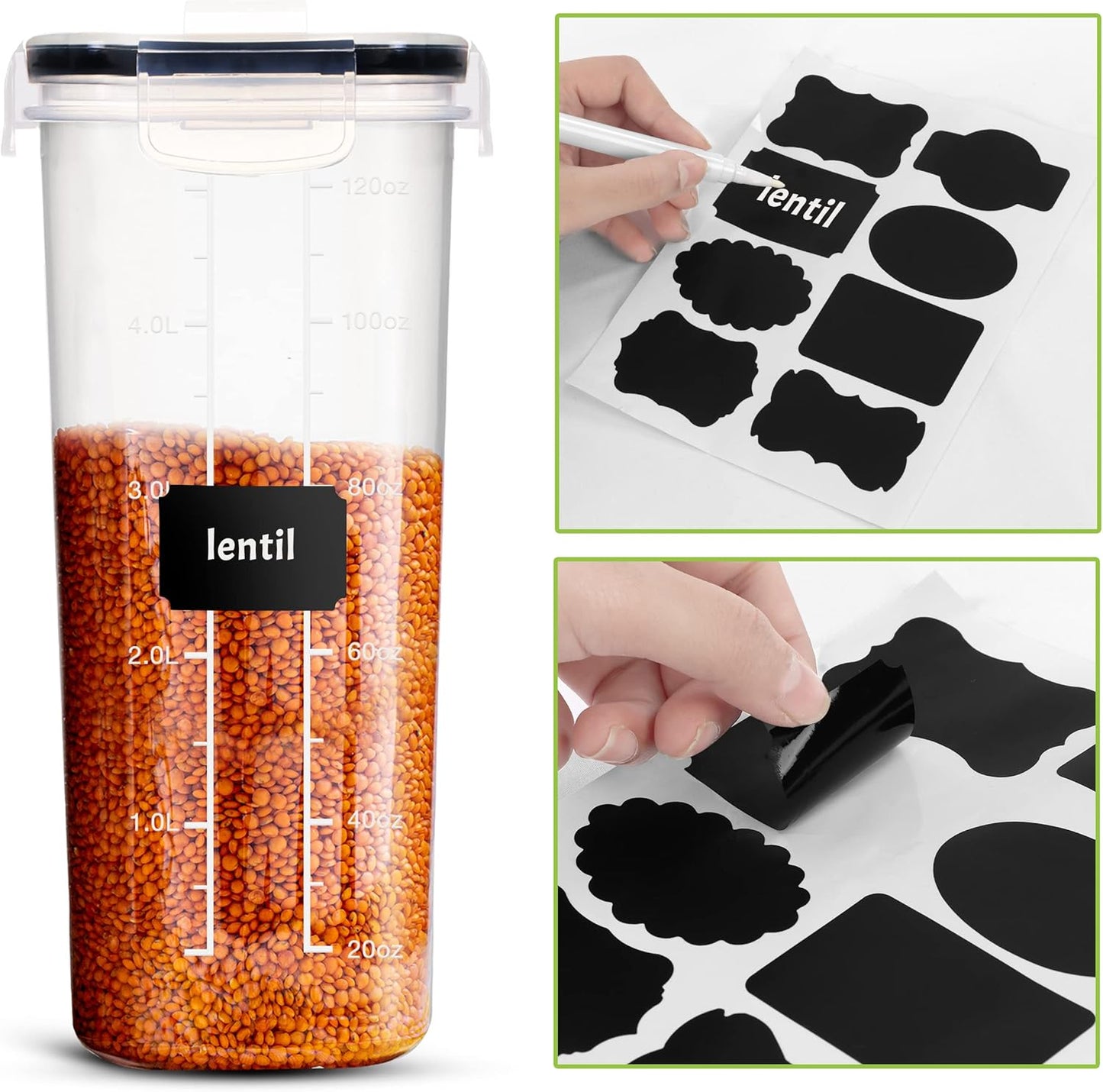 Cereal Containers Storage Set – 4 Pack 4L(135.2 oz) Airtight Food Storage Containers with Lids