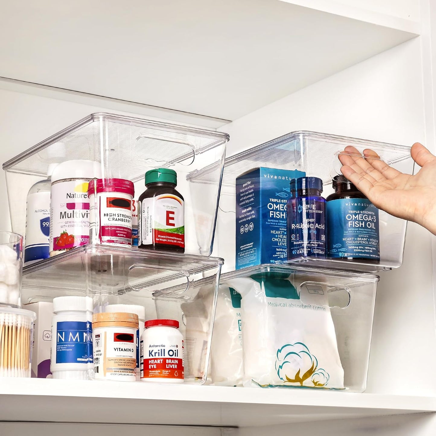 8 Pack Clear Stackable Storage Bins with Lids