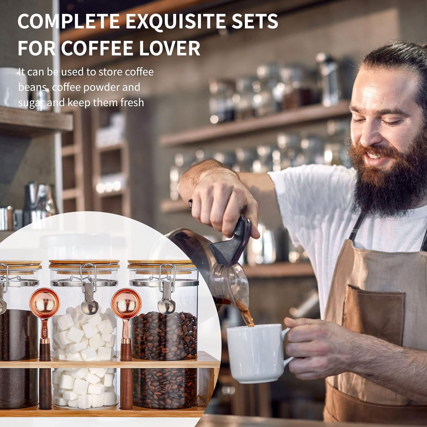 Glass Coffee Storage Container with Bamboo Shelf