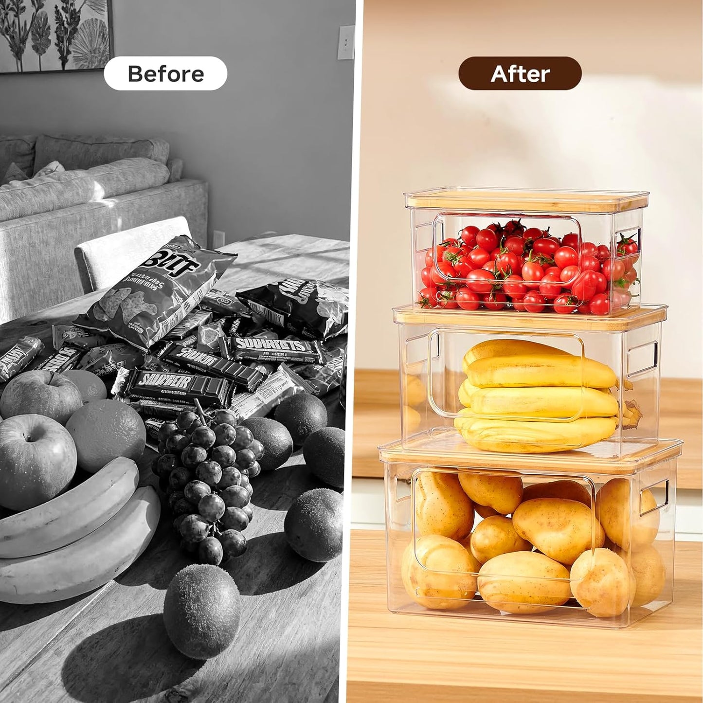 3-Pack Trash Bag Holder,Trash Bag Dispenser with Bamboo Lid