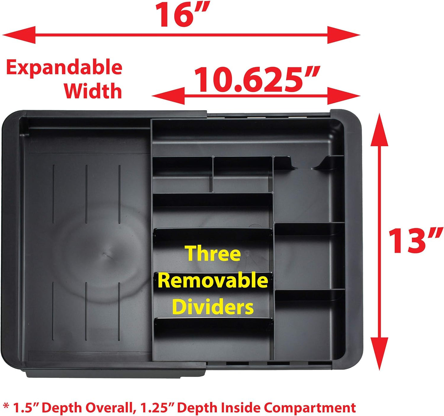 Expandable Drawer Organizer Tray, Adjustable 10.3"–16" Width