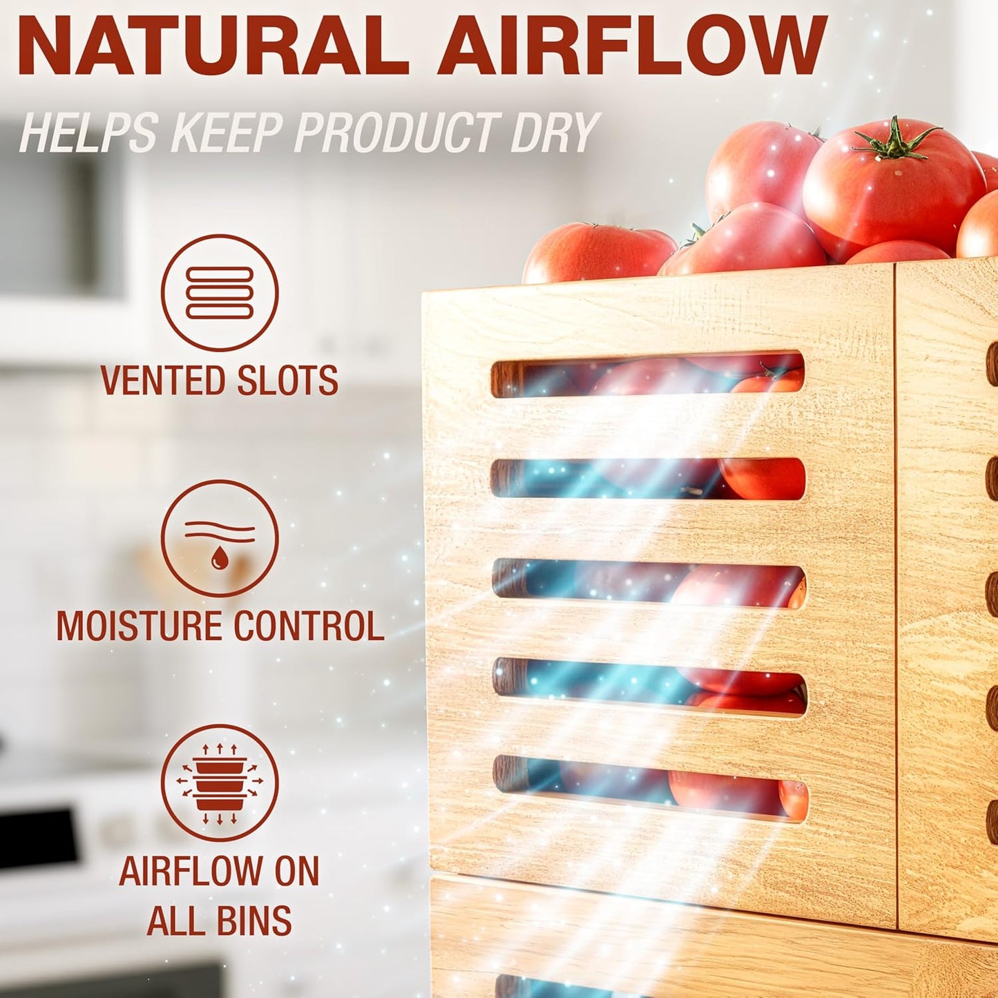 Stackable Solid Wood Storage Bins for Pantry & Countertop