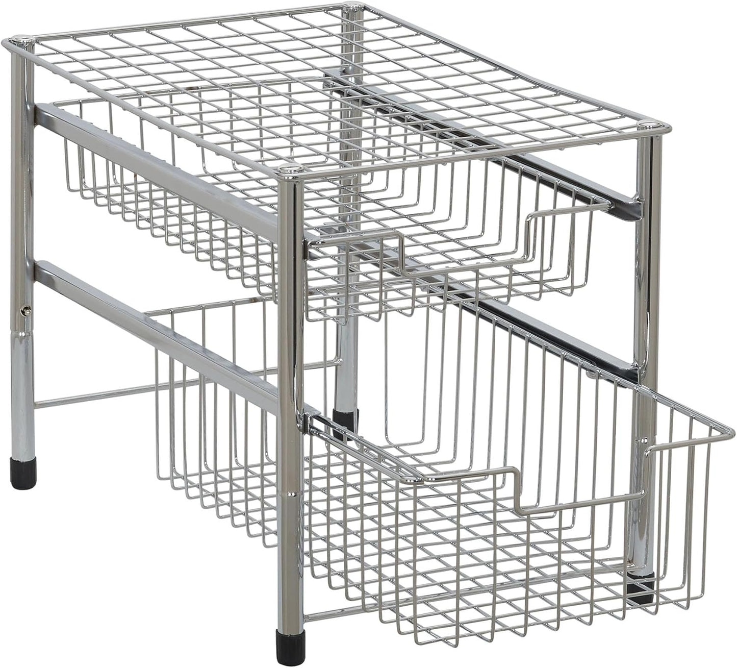 Silver 1239-1 Free Standing Pull Out Cabinet Organizer Shelf | Double, 16.5" Deep