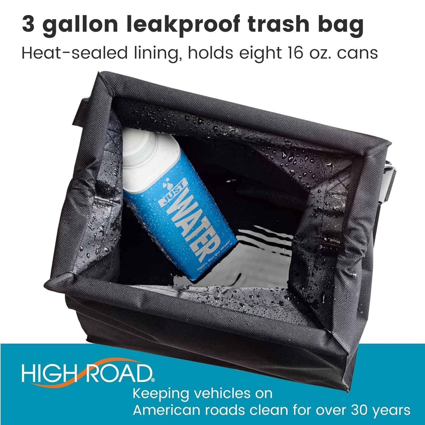 TrashStash Hanging Car Garbage Bag with Push-Close Lid and Waterproof Bin for Car