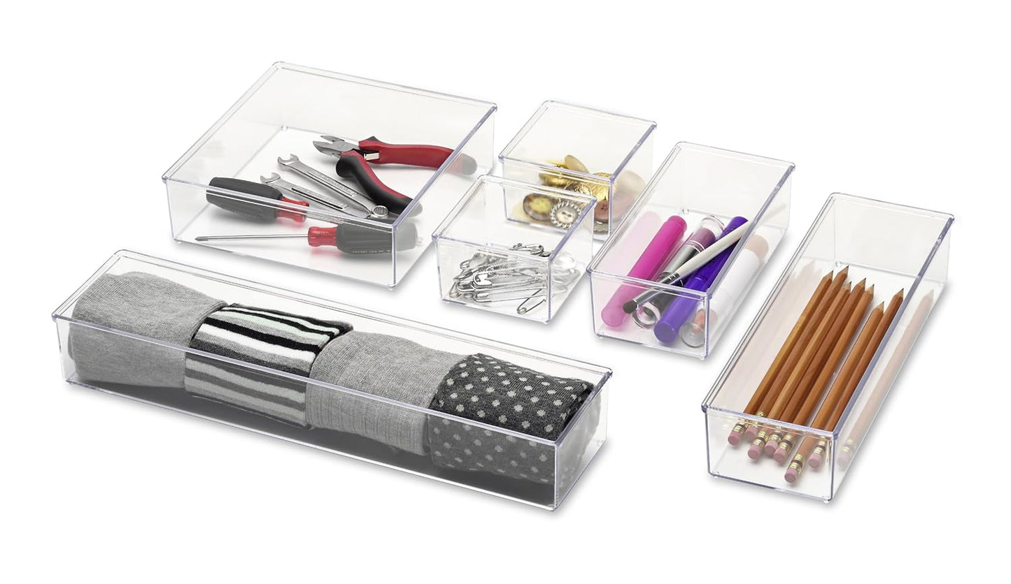 Clear-Set Includes 6 Individual Pieces Modular Drawer Organizers