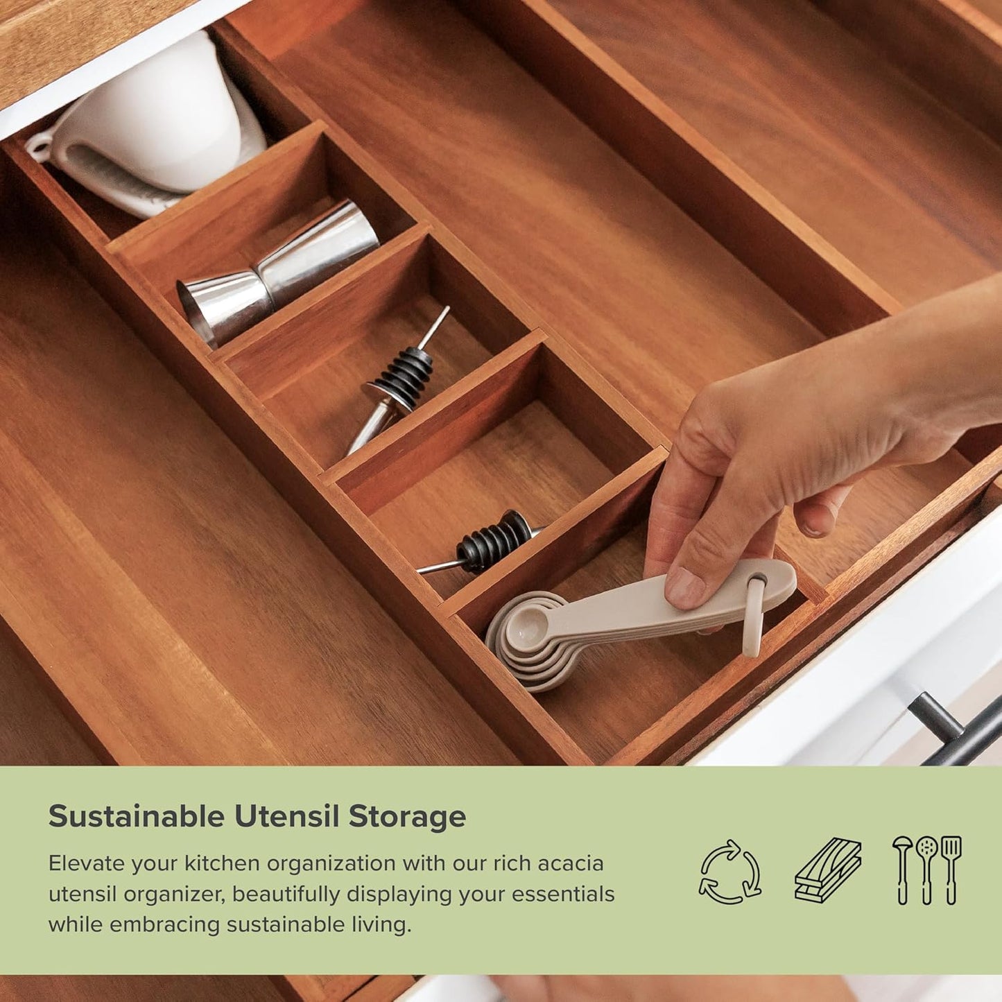 Adjustable Kitchen Drawer Organizer for Utensils and Junk