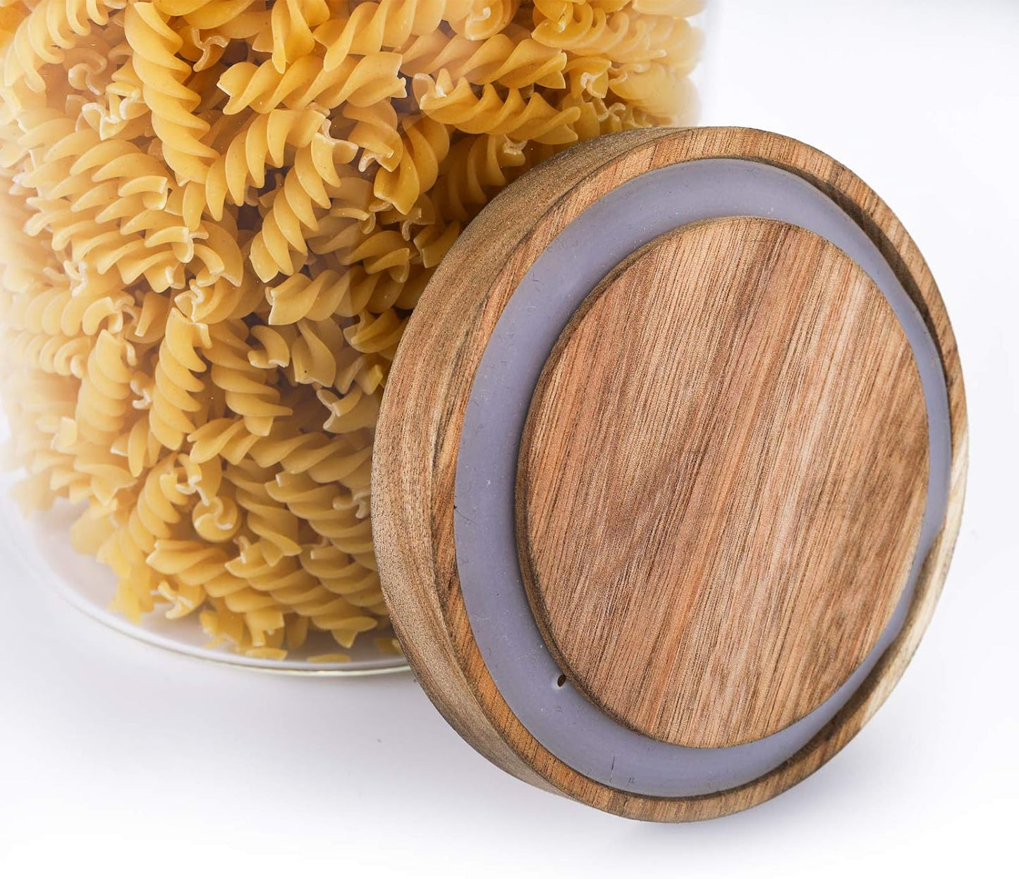 2 Pack Large Glass Food Storage Jar with Airtight Wooden Lid