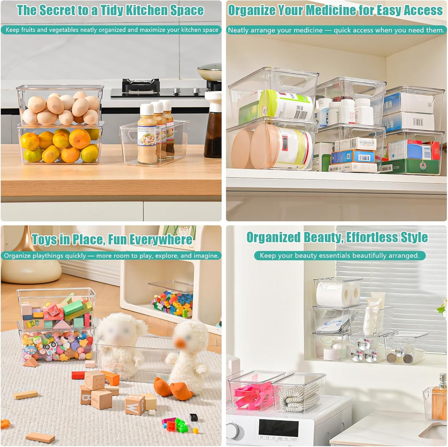 6 Pack Small Clear Storage Bins with Lids, Acrylic Arts and Craft Storage Containers