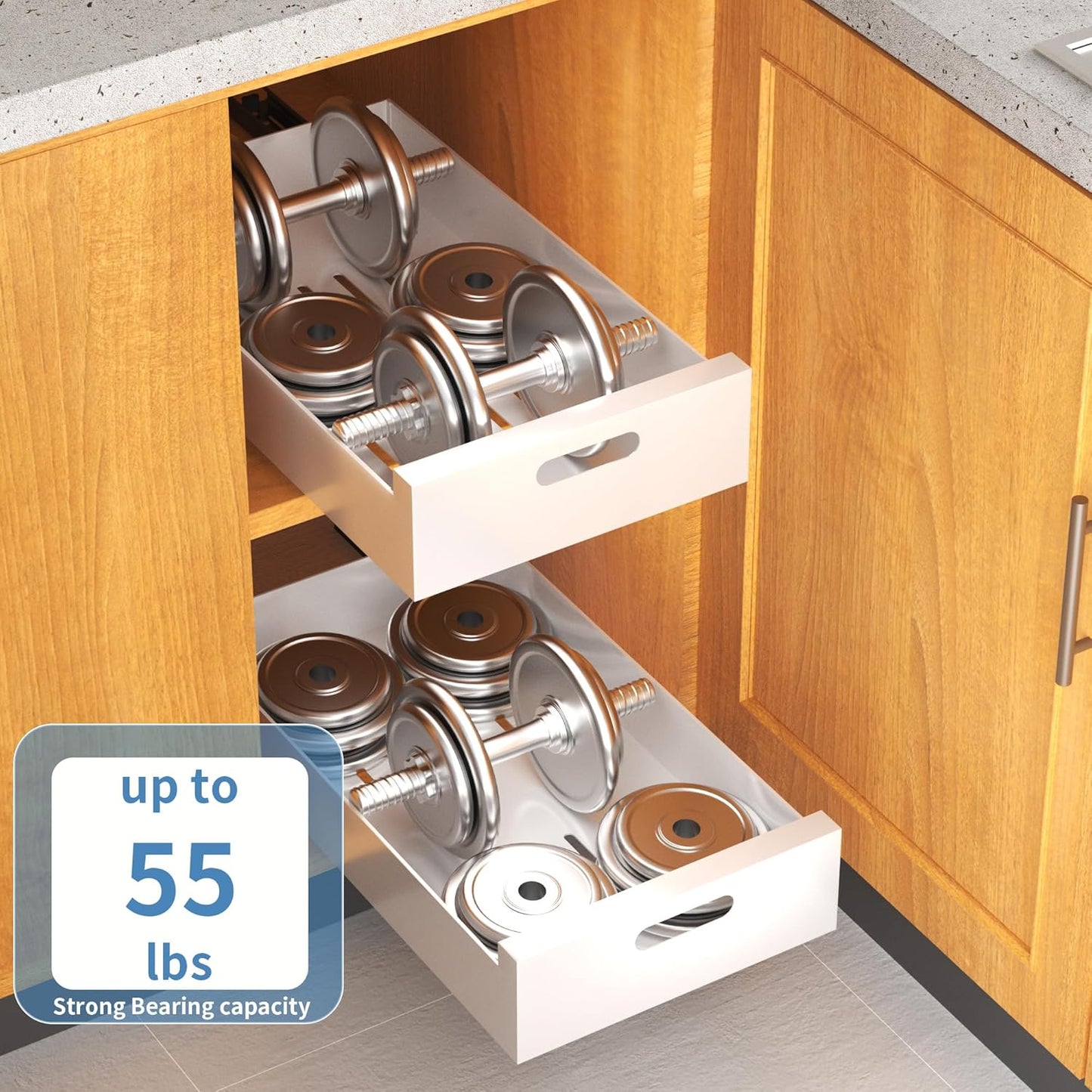 1 Pack | 21" Deep Pull Out Cabinet Organizer Adhesive