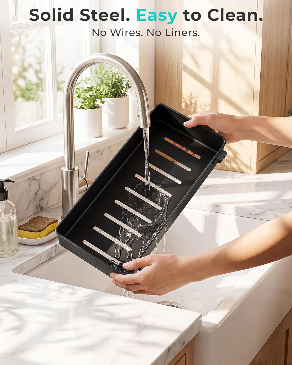 Height Adjustable 2 Tier Metal Pull Out Slide Shelf Organizer for Under Sink Cabinets in Kitchen