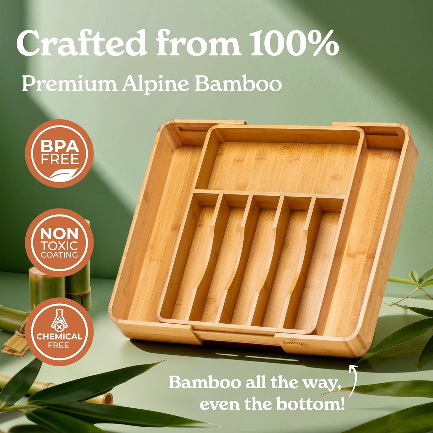 Silverware Drawer Organizer – Bamboo Kitchen Drawer Organizer