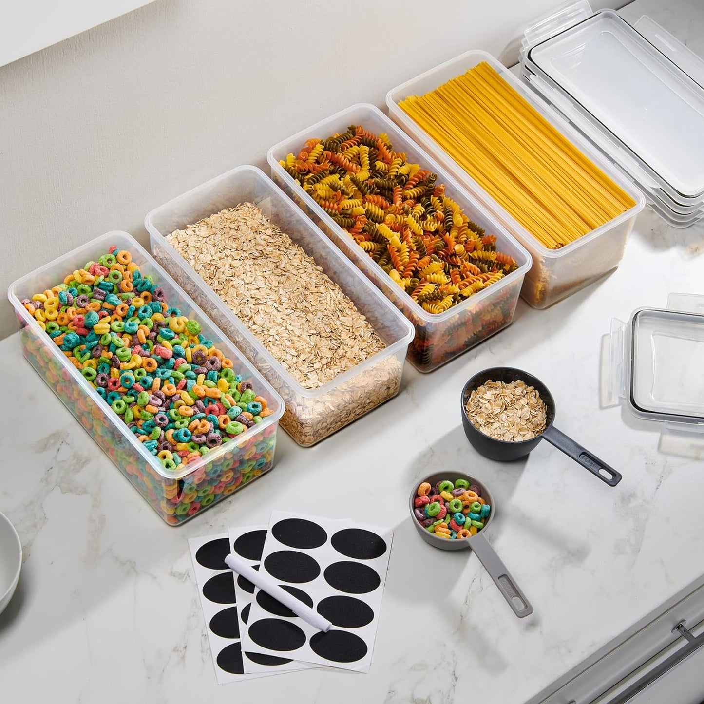 Large Airtight Food Storage Containers with Lids Set of 4 3.2L