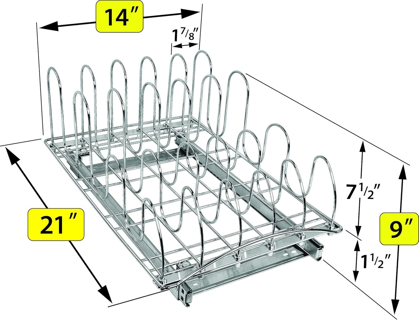 LYNK PROFESSIONAL® Pull Out Pot and Pan Lid Organizer Inside Cabinet