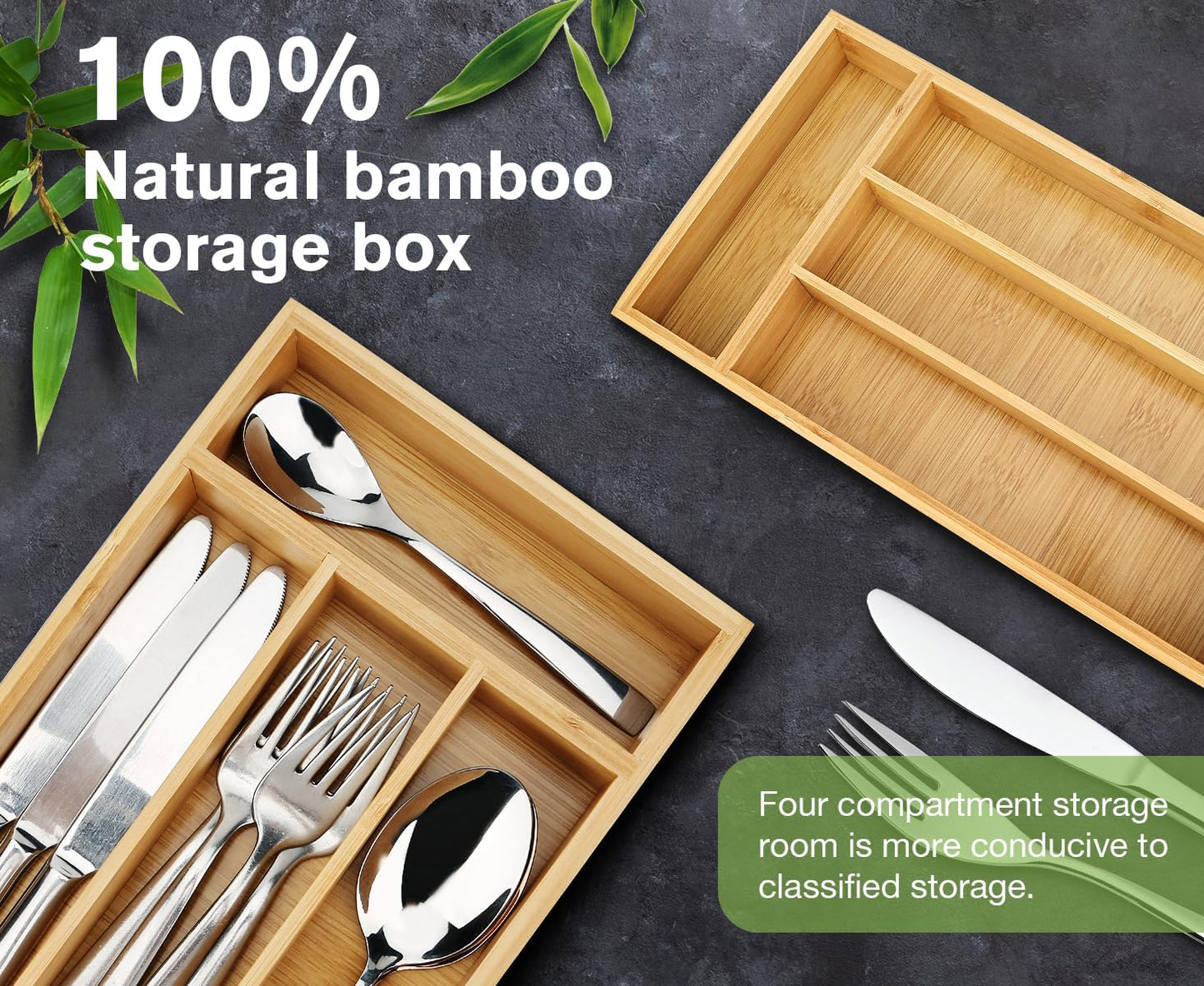 Small Silverware Organizer, Bamboo Drawer Organize, Bamboo Silverware Drawer Organizer