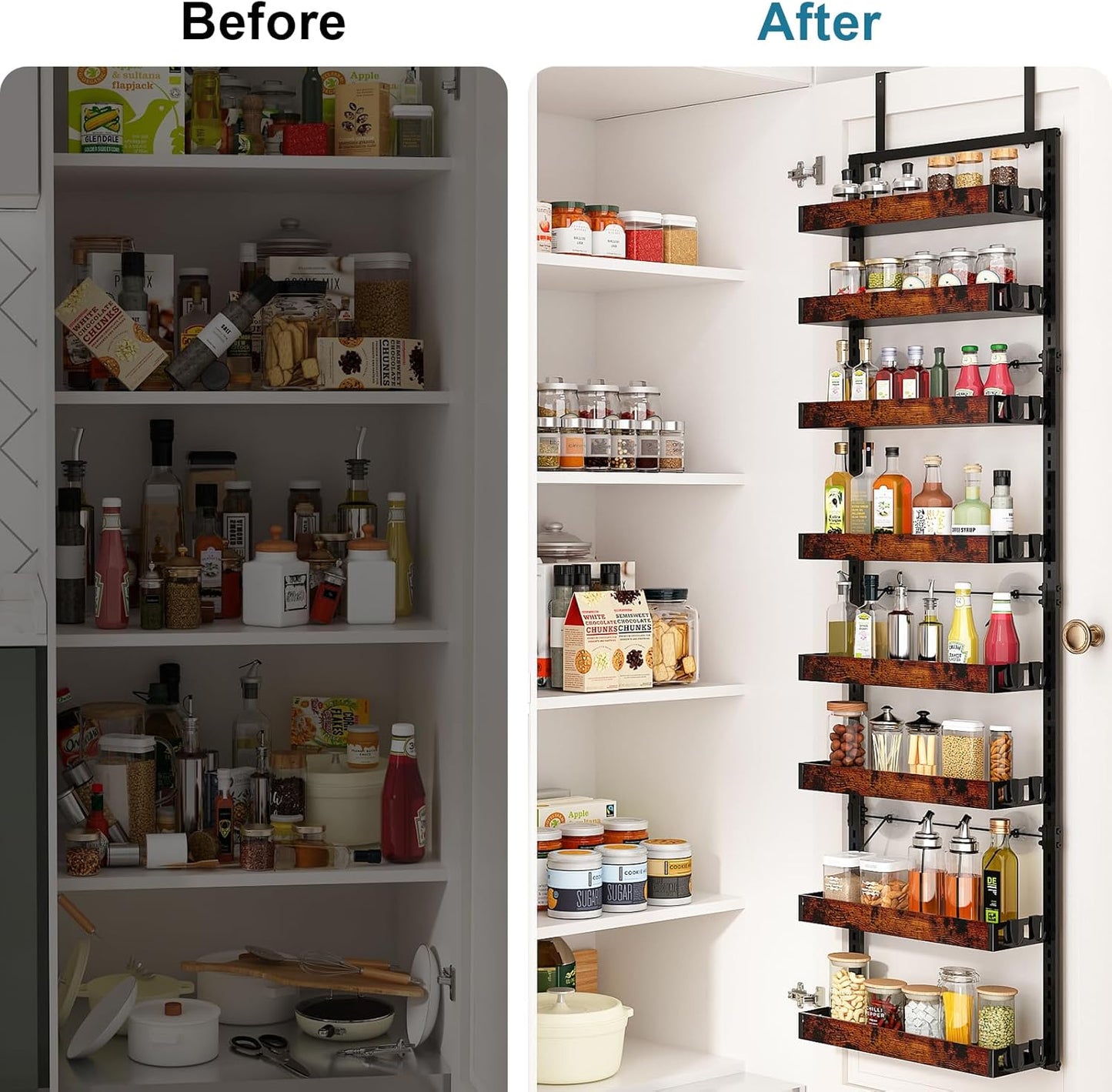 8-Tier Over the Door Pantry Organizer, 2-in-1 Door Hanging or Wall Mounted Spice Rack