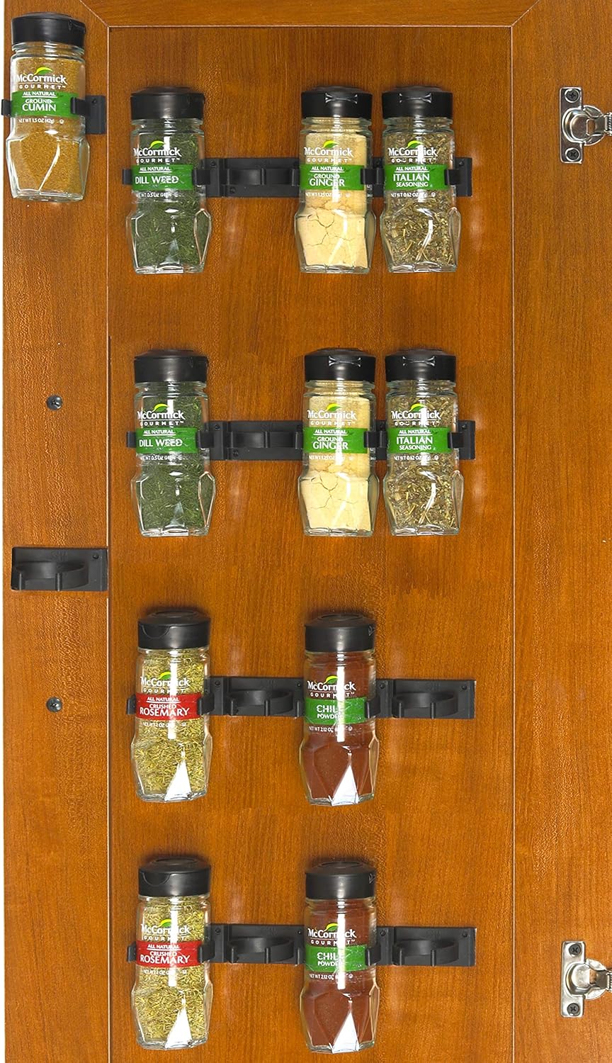 20 Spice Gripper Spice Accessories Spice Organizer- 4 Strips, Holds 20 Jars, Black