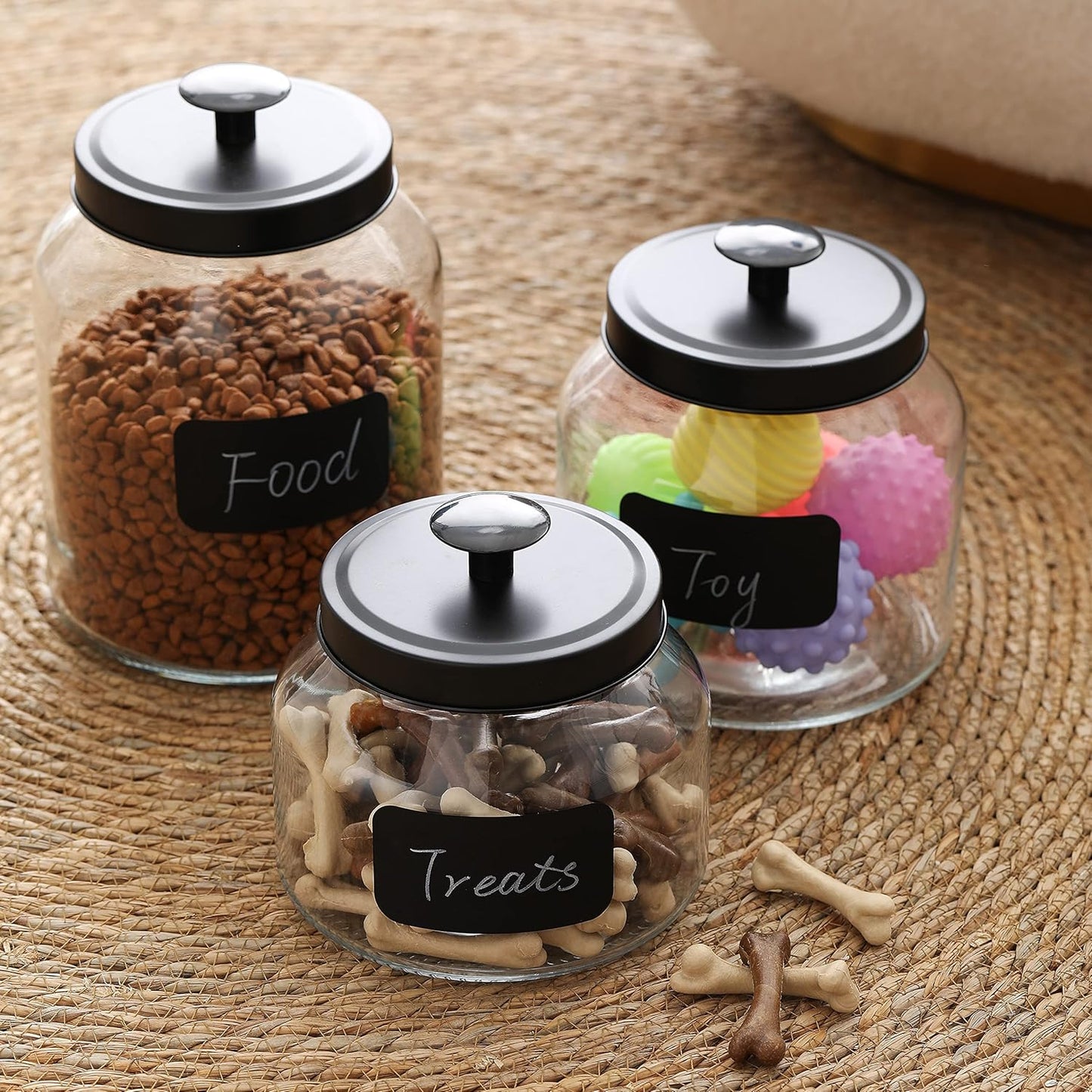 Clear Glass Kitchen Canister Set, Cookie Jar, Food Storage Container
