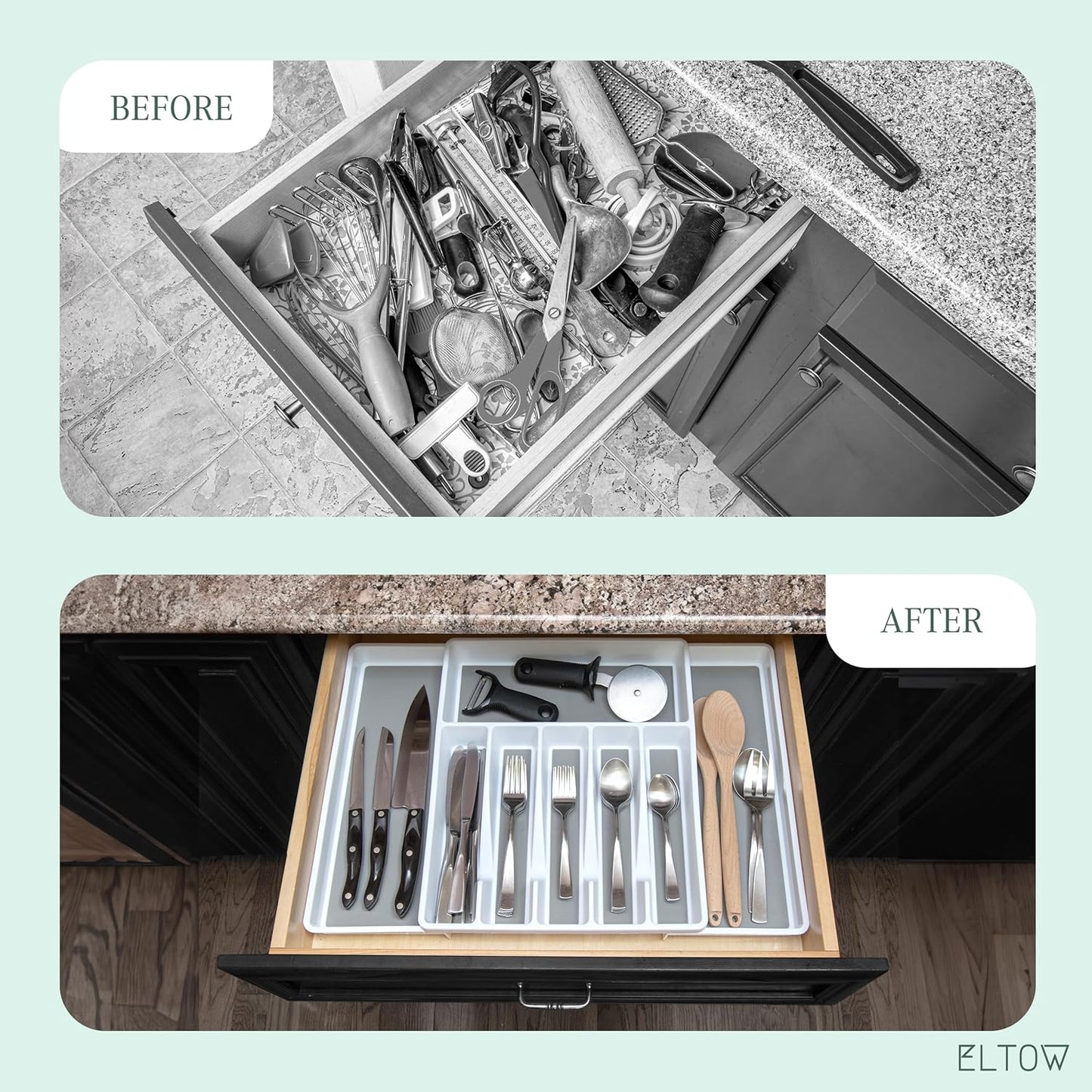 Large Expandable Silverware Drawer Organizer