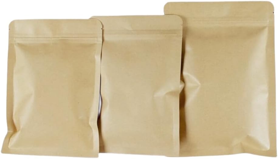 5.5mil Thickness Inner Mylar Foil Kraft Paper Resealable Bags Heat Seal Airtight Pouch for Food Self Selling Storage Supplies (50, 3.1x4.3 inch)