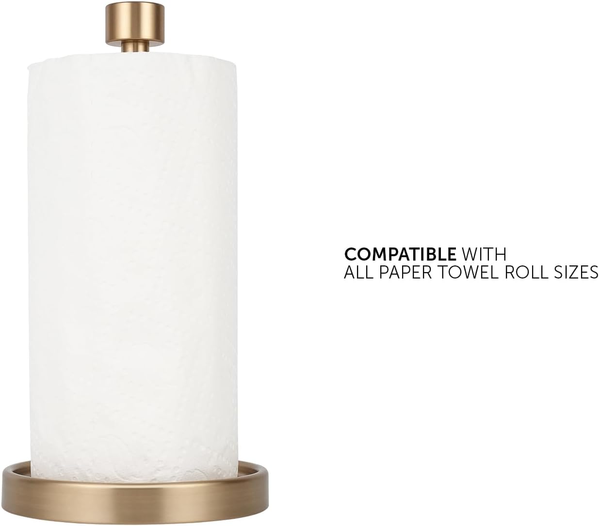 Countertop Paper Towel Holder - Modern End Cap Minimalist Design - Color Warm Gold