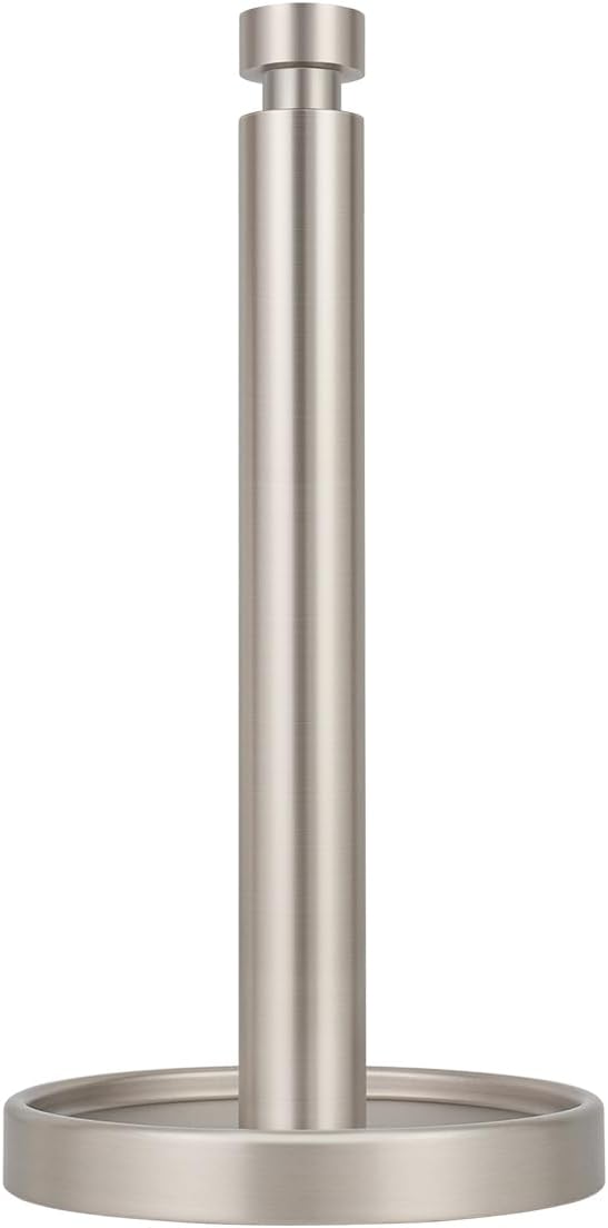 Paper Towel Roll Stand - Steady and Easy Tear - Fits All Paper Towel Rolls - Brushed Nickel