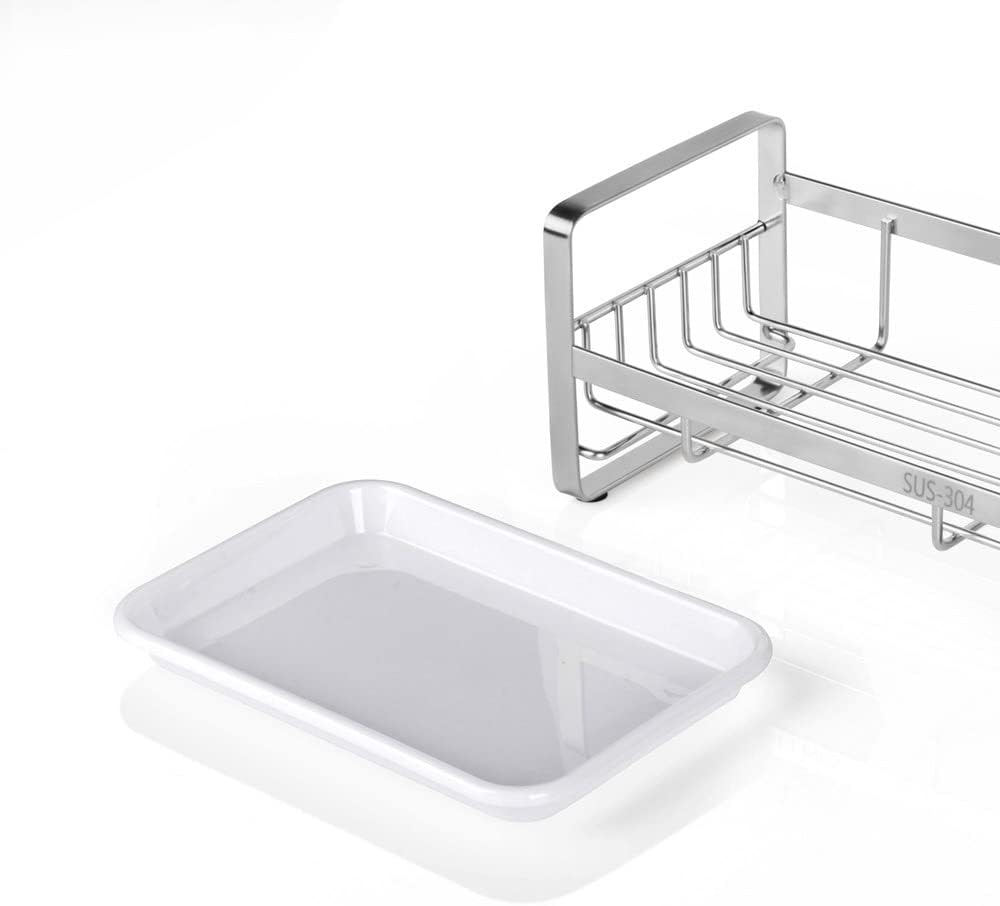 Kitchen Sink Sponge Holder, 304 Stainless Steel Kitchen Soap Dispenser Caddy Organizer