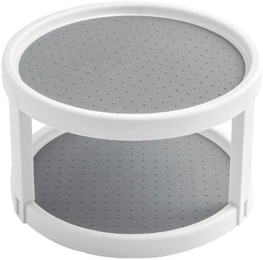 2 Tier Non Skid Spice Rack Turntable, 10 Inch Spinning Organizer, Non Skid Lazy Susan Turntable