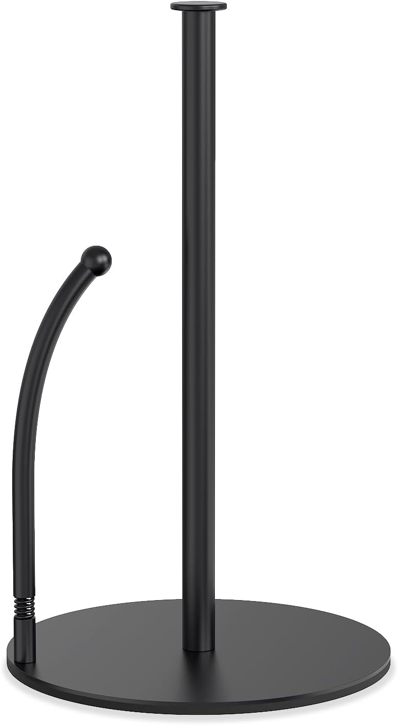 Paper Towel Holder Countertop with Spring Arm, EVA Non-Slip Base