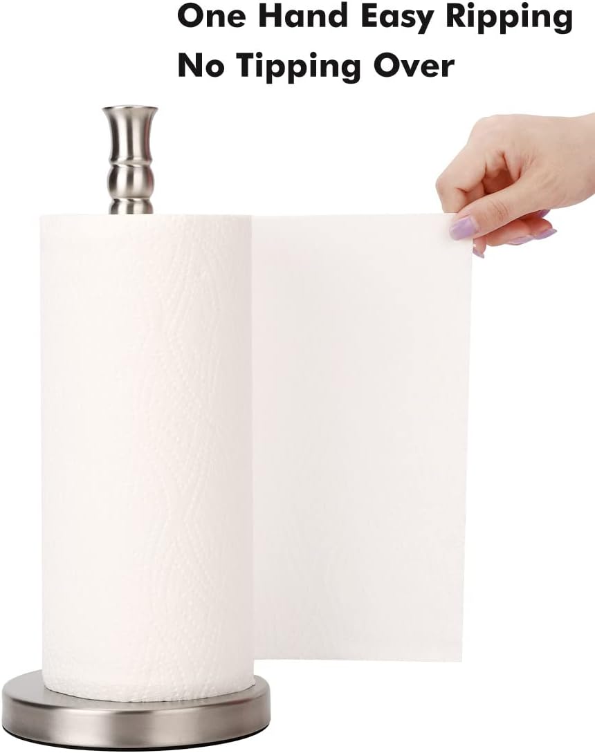 Paper Towel Holder Stand Countertop with Heavy Weighted Stainless Steel Base