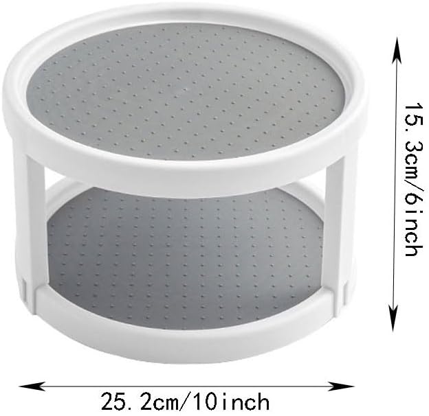 2 Tier Non Skid Spice Rack Turntable, 10 Inch Spinning Organizer, Non Skid Lazy Susan Turntable