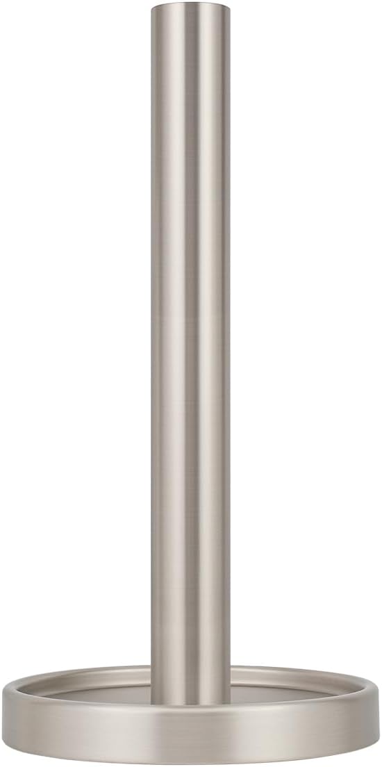Paper Towel Roll Stand - Steady and Easy Tear - Fits All Paper Towel Rolls - Brushed Nickel